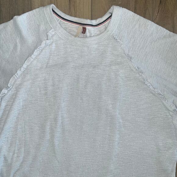 Pilcro Anthropologie Ruffled Raglan Thermal Top Cool Grey Oversized XL - Picture 10 of 14